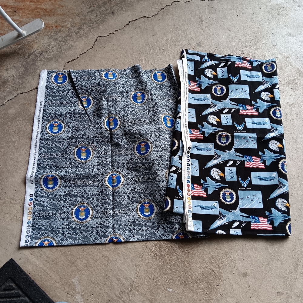 United States Air Force Cotton Fabric Grate-USAF Cotton Quilting Fabric Set of 2